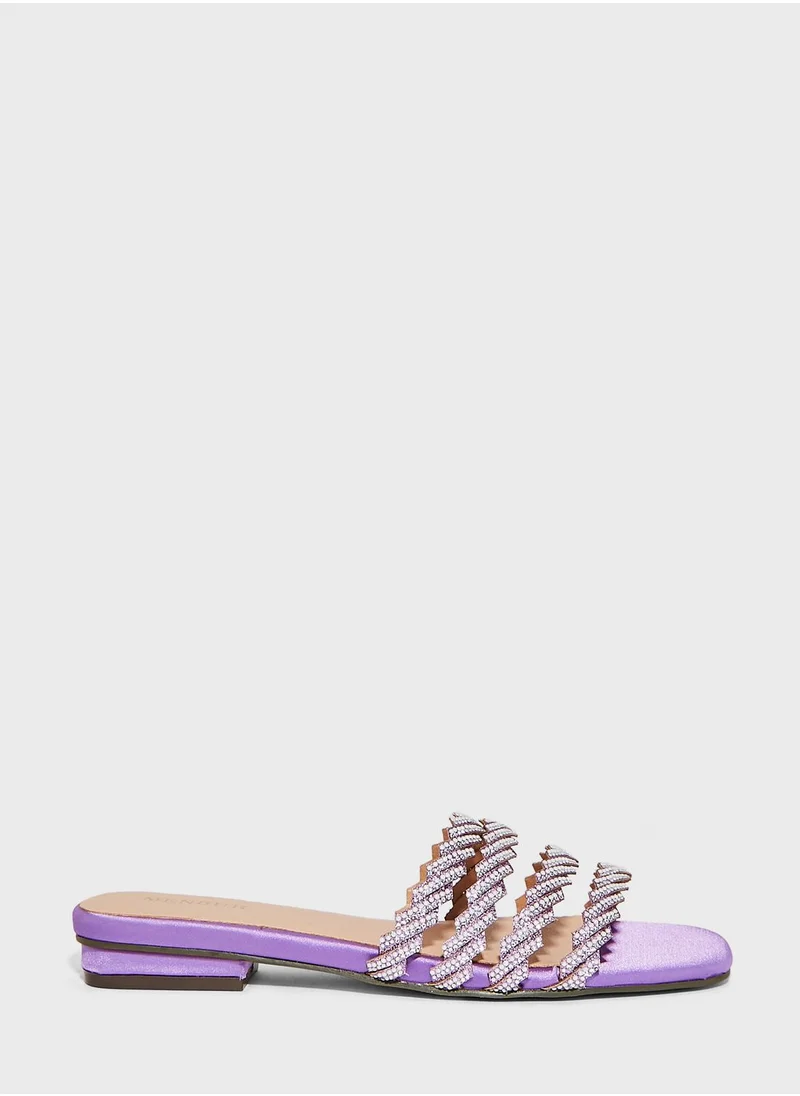 منبور Multi Straps Low Heel Flat Sandals