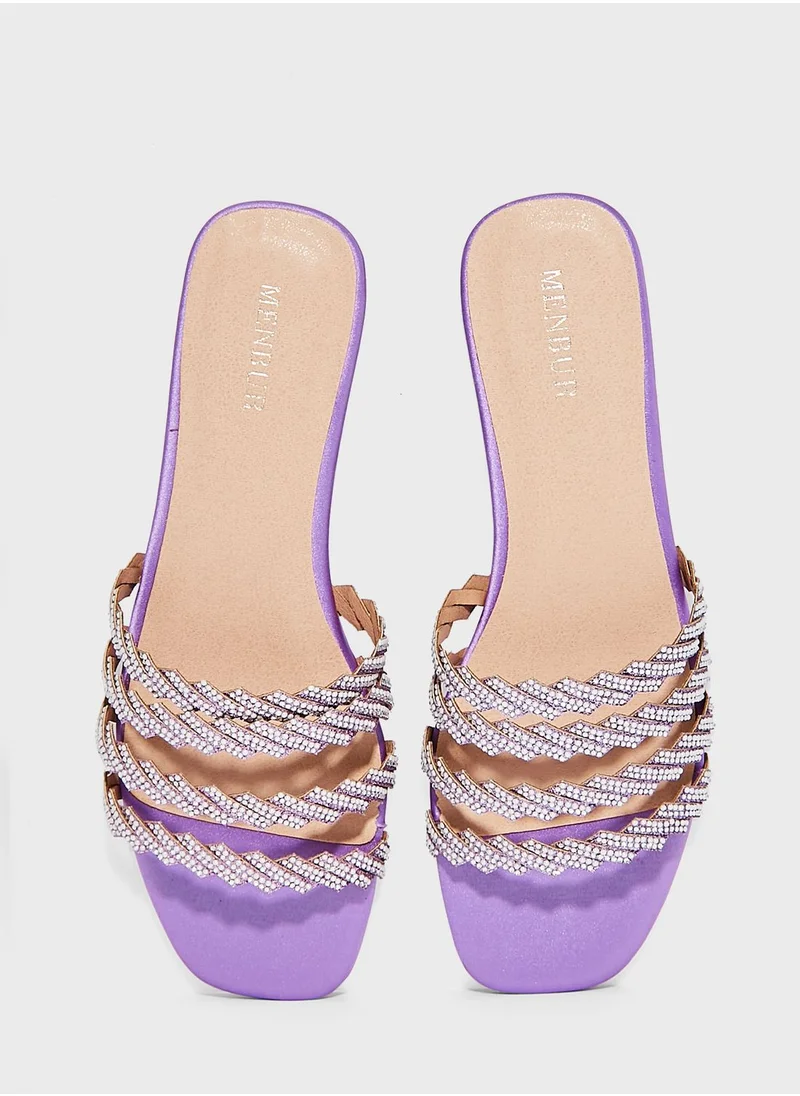 MENBUR Multi Straps Low Heel Flat Sandals
