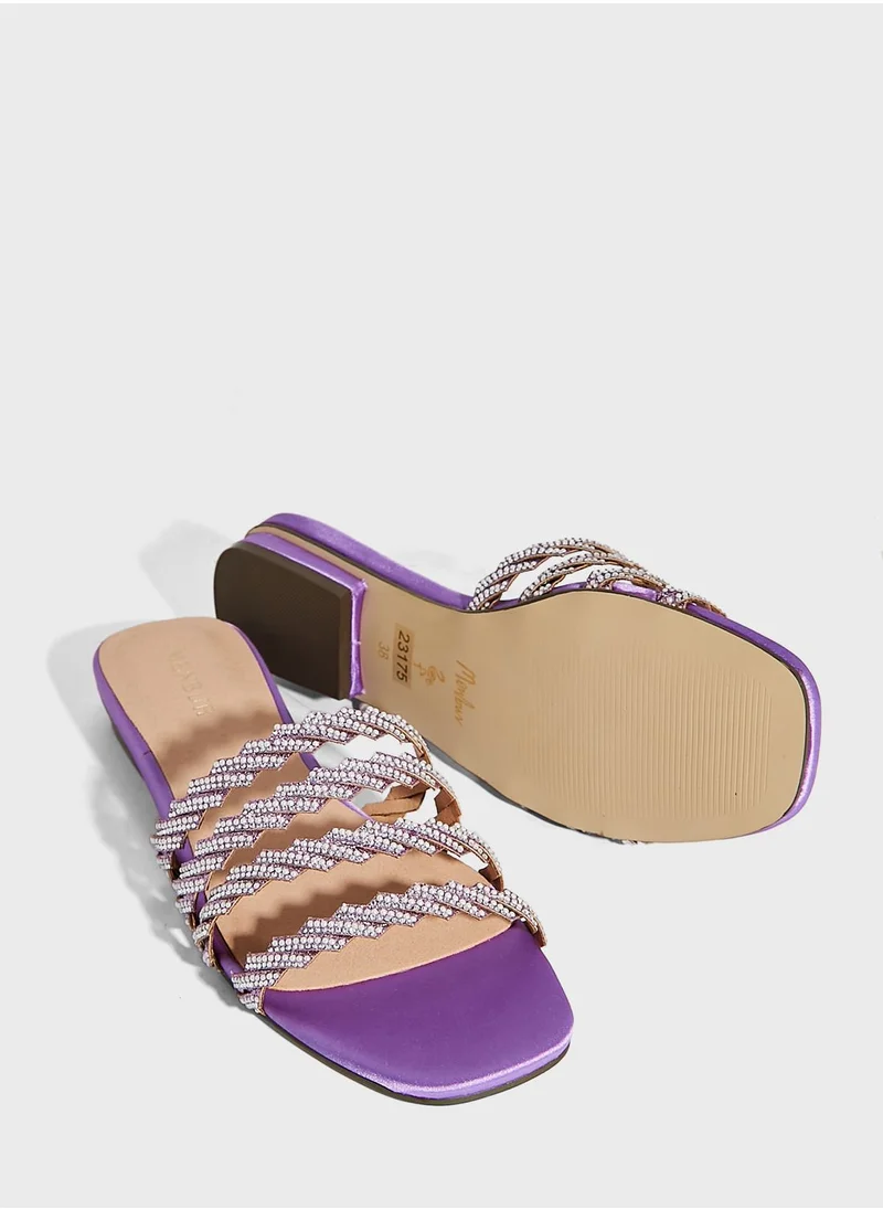 MENBUR Multi Straps Low Heel Flat Sandals