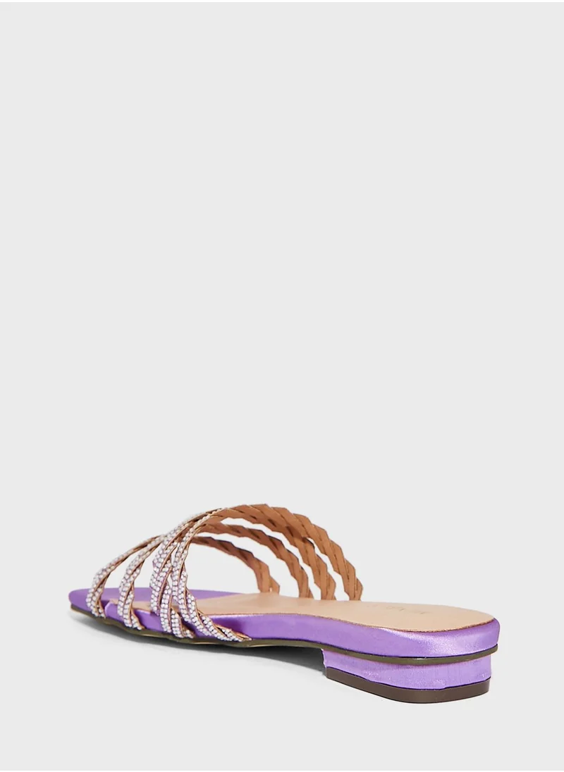 منبور Multi Straps Low Heel Flat Sandals