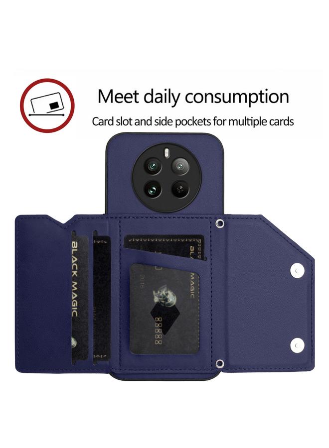 اس-توب جراب لهاتف Realme 12 Pro+ / 12 Pro Skin Feel جراب هاتف بأربعة فتحات للبطاقات مع حزام معصم - Image 5