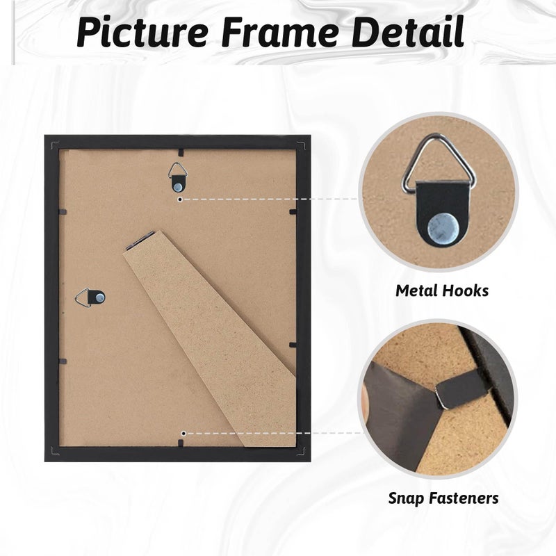 YCCXBW 8x10 Picture Frame Display Photo 5x7 and 4x6 With Mat Signature Diamond Art Painting Plexiglass Engineered Wood Frame For Table Top and Wall Mounting(Black, 8X10 MDF) - Image 4