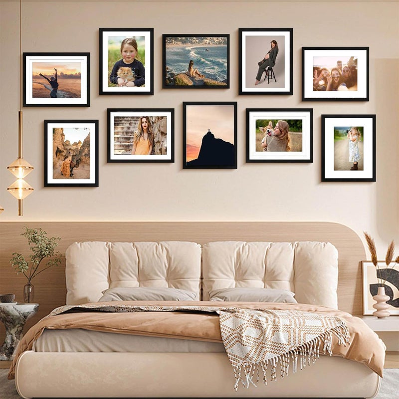 YCCXBW 8x10 Picture Frame Display Photo 5x7 and 4x6 With Mat Signature Diamond Art Painting Plexiglass Engineered Wood Frame For Table Top and Wall Mounting(Black, 8X10 MDF) - Image 5
