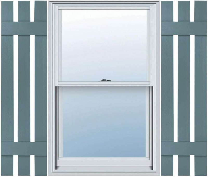 Lifetime Vinyl LS3S12X03900WB Standard Three Board Spaced, Board-n-Batten Vinyl Shutters, w/Installation Shutter-Lok's & Matching Screws (Per Pair), 12"W x 39"H, Wedgewood Blue