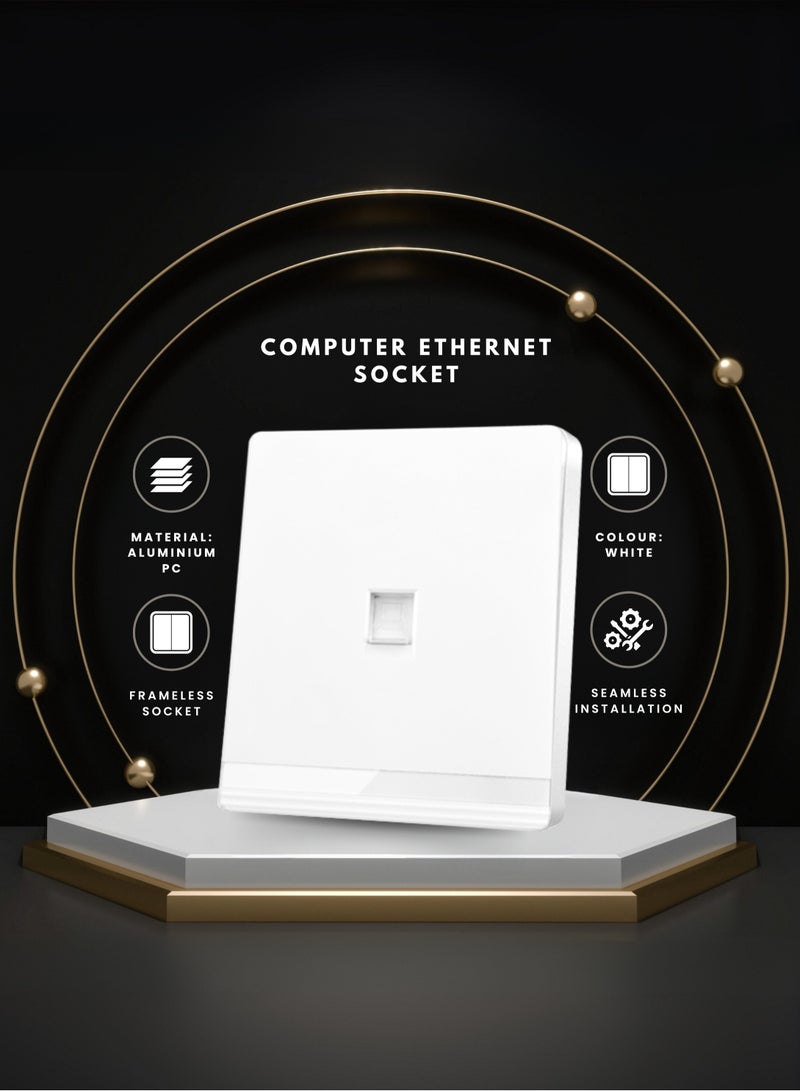 Vmax White 1 Gang Computer Data Socket - 3x3 Inches Frameless Wall Data Socket - Image 4