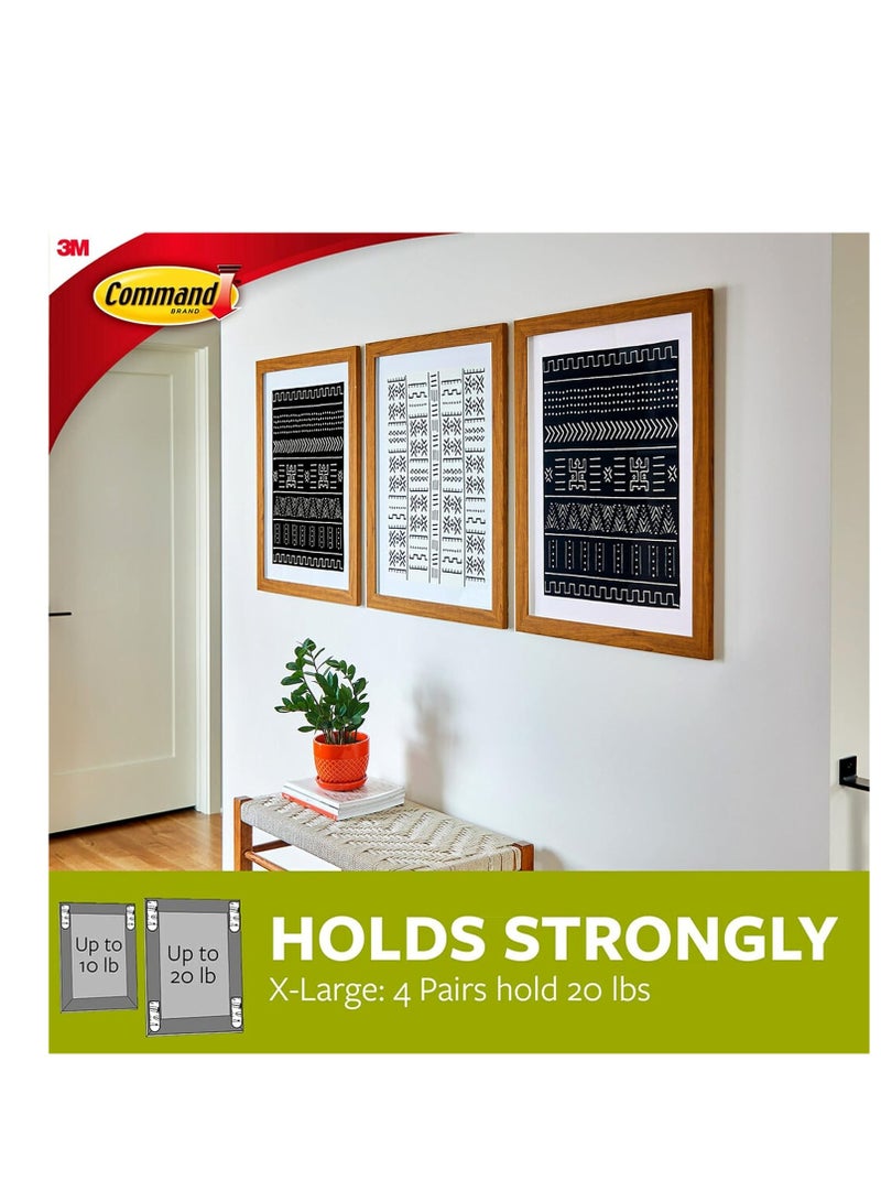 Command شرائط تعليق الصور الثقيلة Command 20 رطل XL 16 زوج (32 شريط Command) ، حاملات صور بدون ضرر ، شرائط تعليق حائط ثقيلة للديكور المنزلي ، شرائط لاصقة بيضاء - Image 1