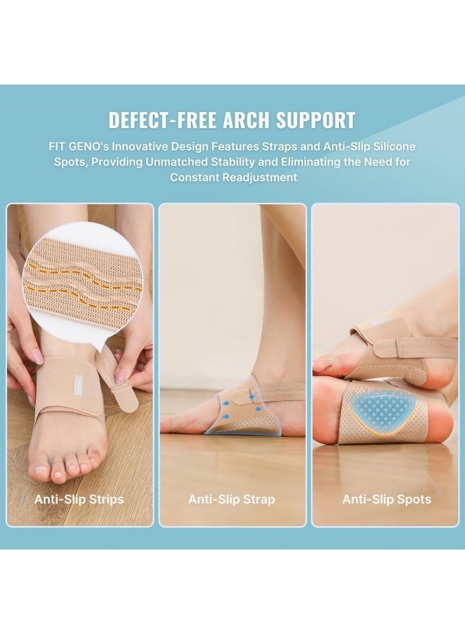 2 Pcs Arch Support Braces for Plantar Fasciitis Relief,Upgraded Non-Slip Wearable Arch Support, Built-in Orthotics, Adjustable Bands, Gel Pads for Flat Feet High & Fallen Arch Unisex - Image 3
