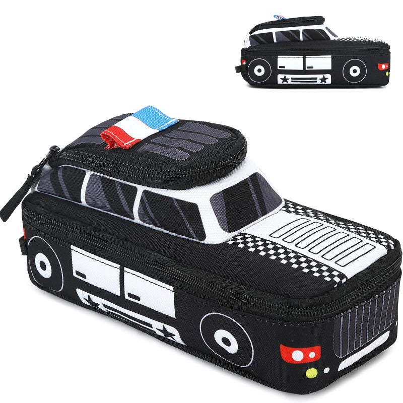 LEDAOU Cute Pencil Case for Kids Girls Boys Pencil Pouch kawaii Pen Pencil Box Bag Holder for School Students Police Car