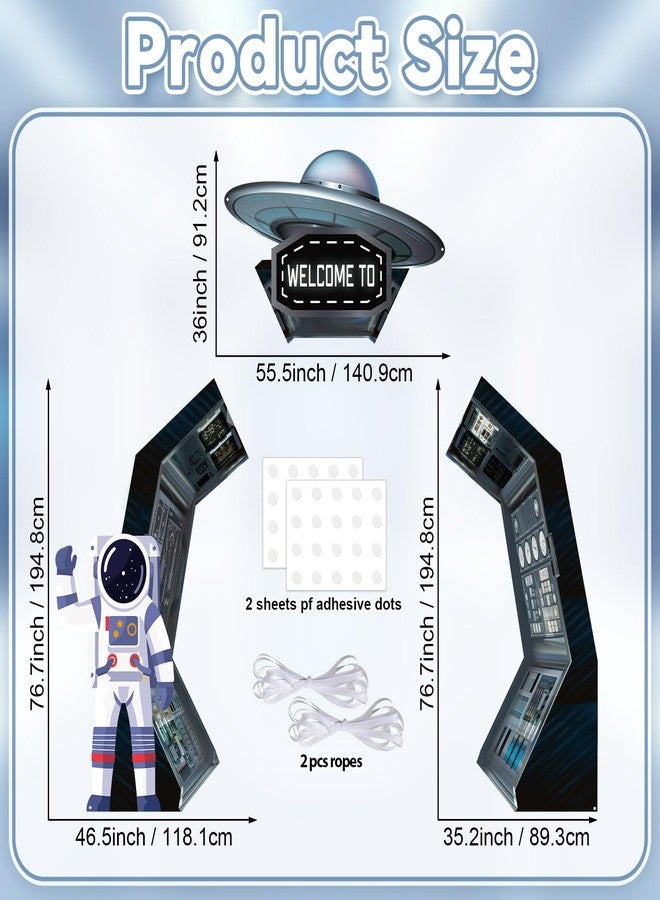 Oitnlaughter 3Pcs Outer Space Porch Banner Space Birthday Party Decorations Spaceship Hanging Banner Astronaut Planet Door Covers Backdrops for Galaxy Solar System Kids Boys Girls Birthday Photo Booth Prop - Image 2