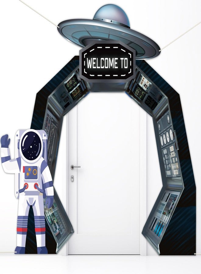 Oitnlaughter 3Pcs Outer Space Porch Banner Space Birthday Party Decorations Spaceship Hanging Banner Astronaut Planet Door Covers Backdrops for Galaxy Solar System Kids Boys Girls Birthday Photo Booth Prop - Image 1