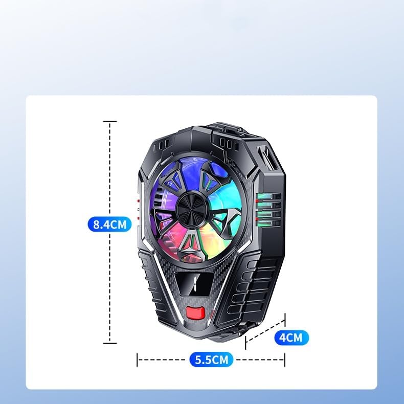 ZEKAROUL RGB Phone Cooler, 3 Levels Portable Cooling Fan with Temperature Display for iPhone iOS/Android - Image 1