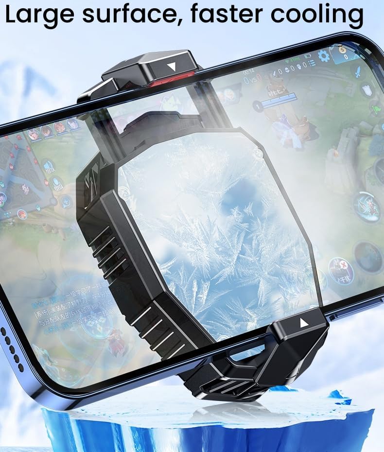 ZEKAROUL RGB Phone Cooler, 3 Levels Portable Cooling Fan with Temperature Display for iPhone iOS/Android - Image 3