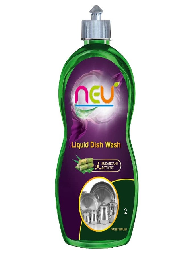 NEU Sugarcane Active Liquid Dish Wash 2x Faster Tough Grease And Oil Removal From Kitchen Utensils, Soft On Hands, Clean Tough Food Stains, Saves Water 500ml (Pack of 3) Bottle - Image 2