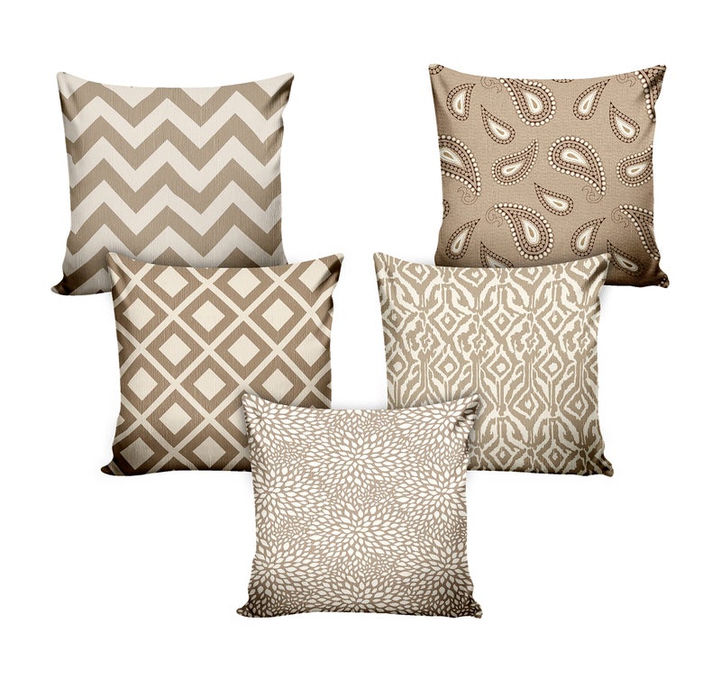 Ultimate Trends Polyester Digital Modern Printed Cushion Cover 20x20 Set of 5, Peanut Brown (UTCC-1065_ 20) - Image 2