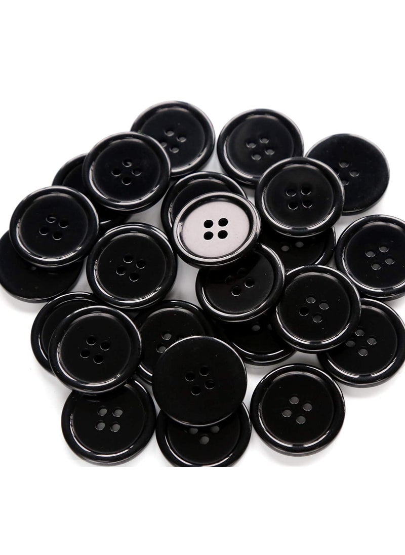 Dreamlover Dreamlover 0.75 inch Sewing Flatback 4 Holes Resin Round Black Buttons for Clothes Knitting Dress Making Art & Crafts Decoration Daily Use Shirt Coat Blazer Buttons for Men and Women Pack of 25  - Image 1