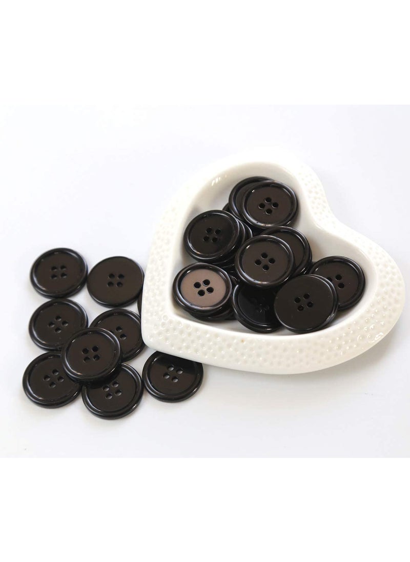 Dreamlover Dreamlover 0.75 inch Sewing Flatback 4 Holes Resin Round Black Buttons for Clothes Knitting Dress Making Art & Crafts Decoration Daily Use Shirt Coat Blazer Buttons for Men and Women Pack of 25  - Image 2