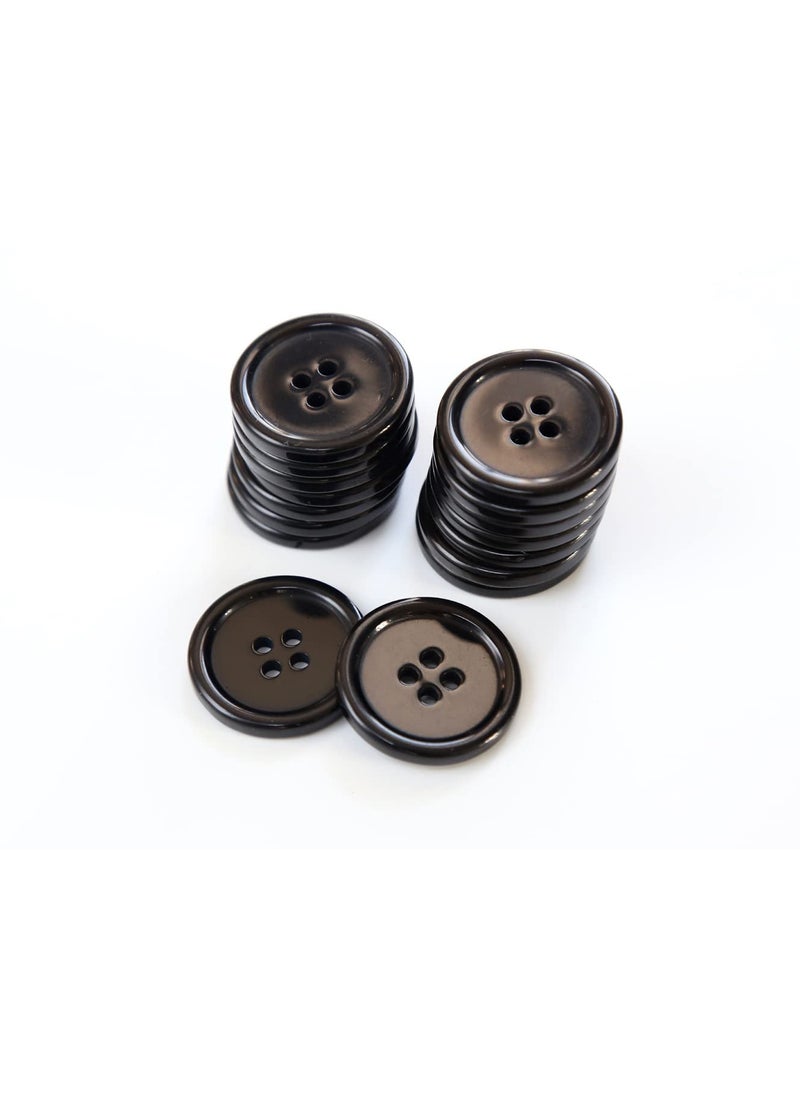 Dreamlover Dreamlover 0.75 inch Sewing Flatback 4 Holes Resin Round Black Buttons for Clothes Knitting Dress Making Art & Crafts Decoration Daily Use Shirt Coat Blazer Buttons for Men and Women Pack of 25  - Image 3