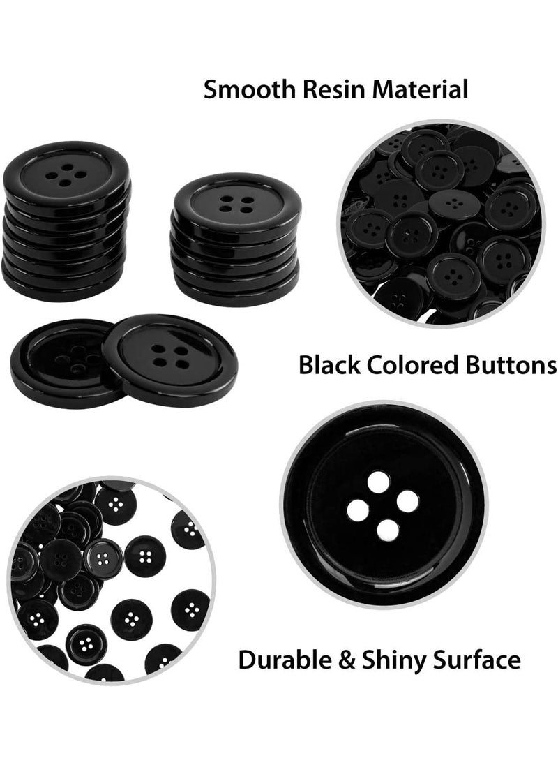 Dreamlover Dreamlover 0.75 inch Sewing Flatback 4 Holes Resin Round Black Buttons for Clothes Knitting Dress Making Art & Crafts Decoration Daily Use Shirt Coat Blazer Buttons for Men and Women Pack of 25  - Image 4