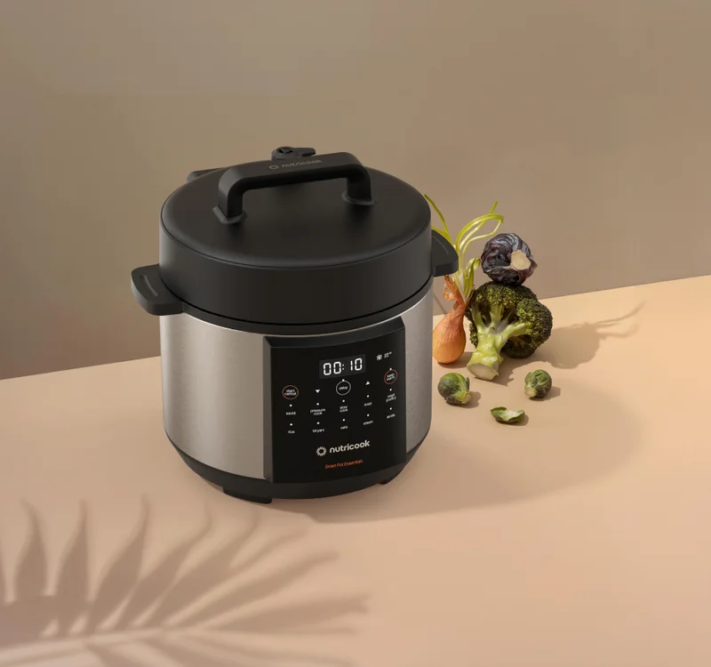 nutricook Smart Pot Essentials 900W, 4L, 9 In 1 Electric Pressure Cooker, Slow Cooker,Rice Cooker, Steamer, Sauté Pot & More, 11 Smart Programs, NC-SP150, Silver/Black, 2-Year Warranty