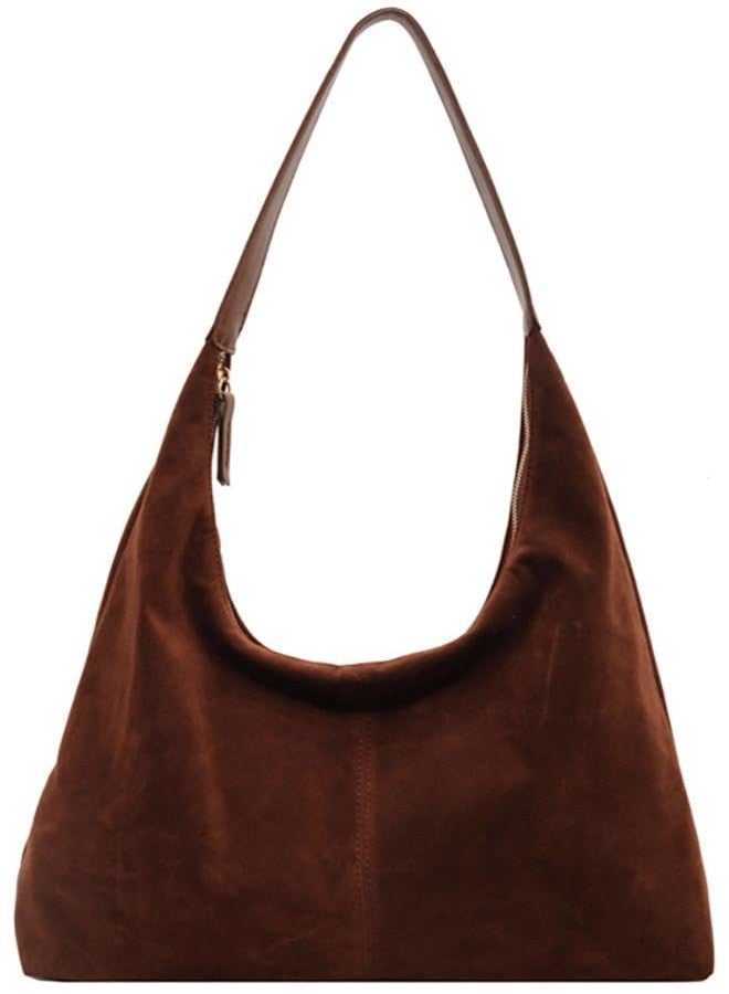 AISIWAN Women’s Trendy Suede Tote Bag Shoulder Bags For Women Fall Underarm Bag Winter Hobo Bag Work Purses Suede Travel Handbag, Brown, 15.4*3.9*11.4 inches (39*10*29 cm) - Image 1