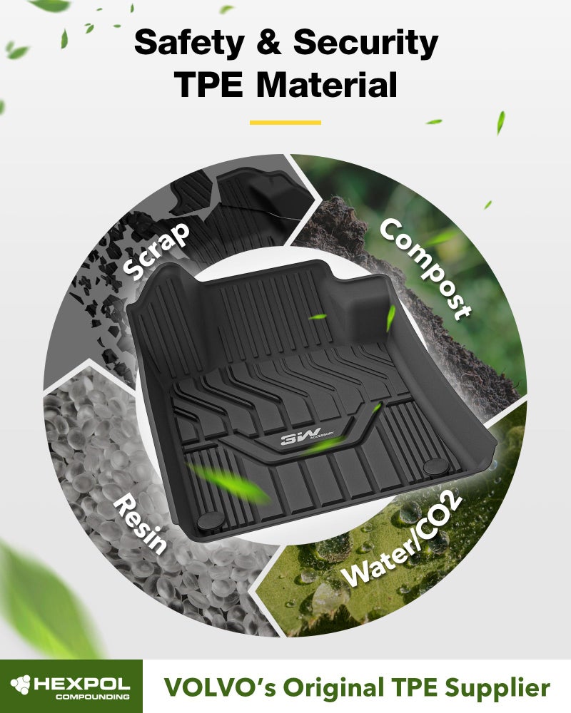 3W Floor Mats Custom Fit for Nissan Altima 2019-2023 2024 2025, TPE All Weather Accessories Custom Fit Floor Liner for Nissan Altima 1st and 2nd Row Full Set Car Mats - Image 5