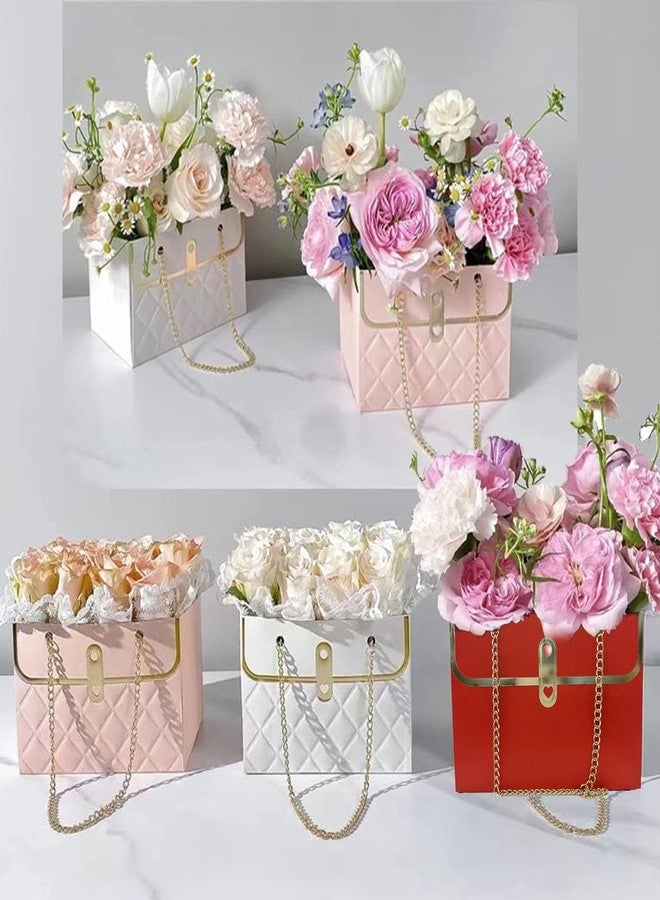 Wazoci 4pcs Paper Flower Bags for Bouquets, Flower Boxes for Arrangements, Paper Flower Gift Bags with Handles Florist Supplies for Weddings Mother's Day (Red) - Image 5