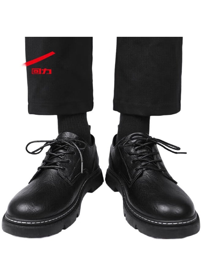 Pull Back Huili Business Casual Shoes For Men, Low-Top Work Shoes, Men'S British-Style Lace-Up Leather Shoes, 0650 Black, Size 42 - Image 3