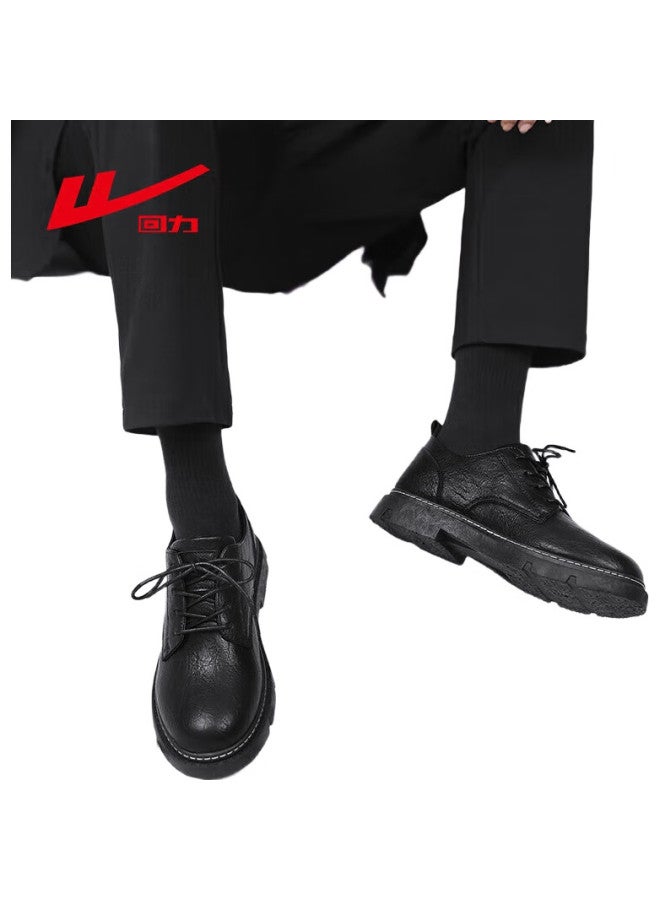 Pull Back Huili Business Casual Shoes For Men, Low-Top Work Shoes, Men'S British-Style Lace-Up Leather Shoes, 0650 Black, Size 42 - Image 2