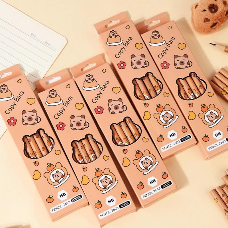 Fankayi 12PCS Capybara Wooden Graphite Pencils, Scented, HB, Cute Cartoon Pattern, Smooth Writing, Perfect for Writing, Drawing, Classroom Rewards, Party Favors - Image 5
