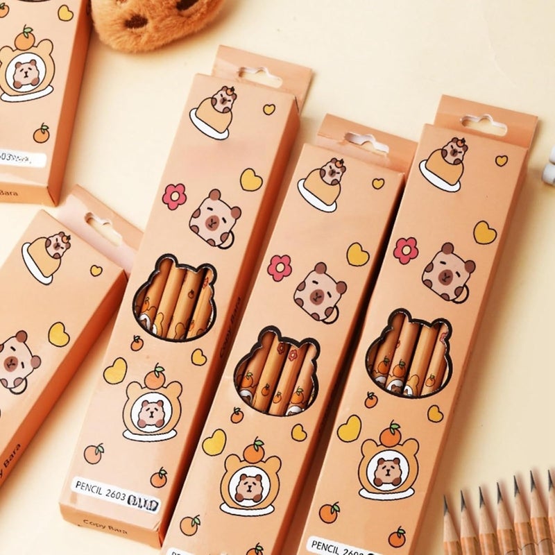Fankayi 12PCS Capybara Wooden Graphite Pencils, Scented, HB, Cute Cartoon Pattern, Smooth Writing, Perfect for Writing, Drawing, Classroom Rewards, Party Favors - Image 4