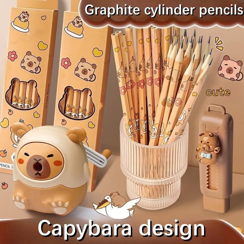 Fankayi 12PCS Capybara Wooden Graphite Pencils, Scented, HB, Cute Cartoon Pattern, Smooth Writing, Perfect for Writing, Drawing, Classroom Rewards, Party Favors - Image 3