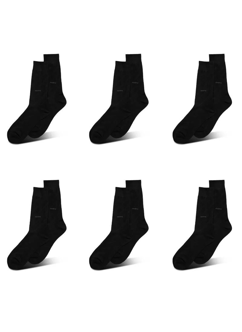 AMPM MEN'S FORMAL SOCKS (PACK OF 6) - BLACK