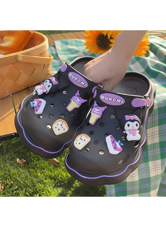 Sanrio Kuromi Slippers - Soft, Thick-Soled, Non-Slip, Casual, Beach, Garden Shoes for Girl and Women - DIY Design, Comfortable, Breathable, Sandals Style, Perfect for Outdoor Activities - Image 1