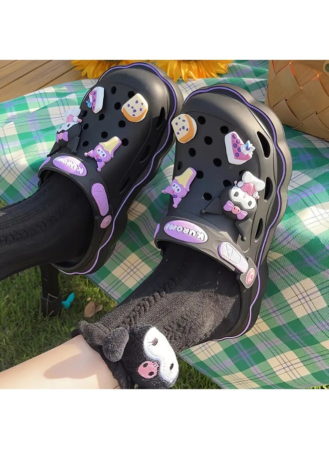 Sanrio Kuromi Slippers - Soft, Thick-Soled, Non-Slip, Casual, Beach, Garden Shoes for Girl and Women - DIY Design, Comfortable, Breathable, Sandals Style, Perfect for Outdoor Activities - Image 2
