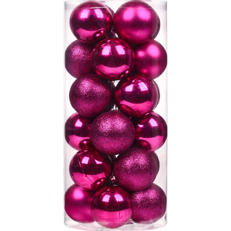 Emopeak Christmas Balls Ornaments 24Pcs Shatterproof Xmas Balls Baubles Decor or Christmas Tree Christmas Balls Hanging Holiday Wedding Party Decoration Rose Red 1231CM