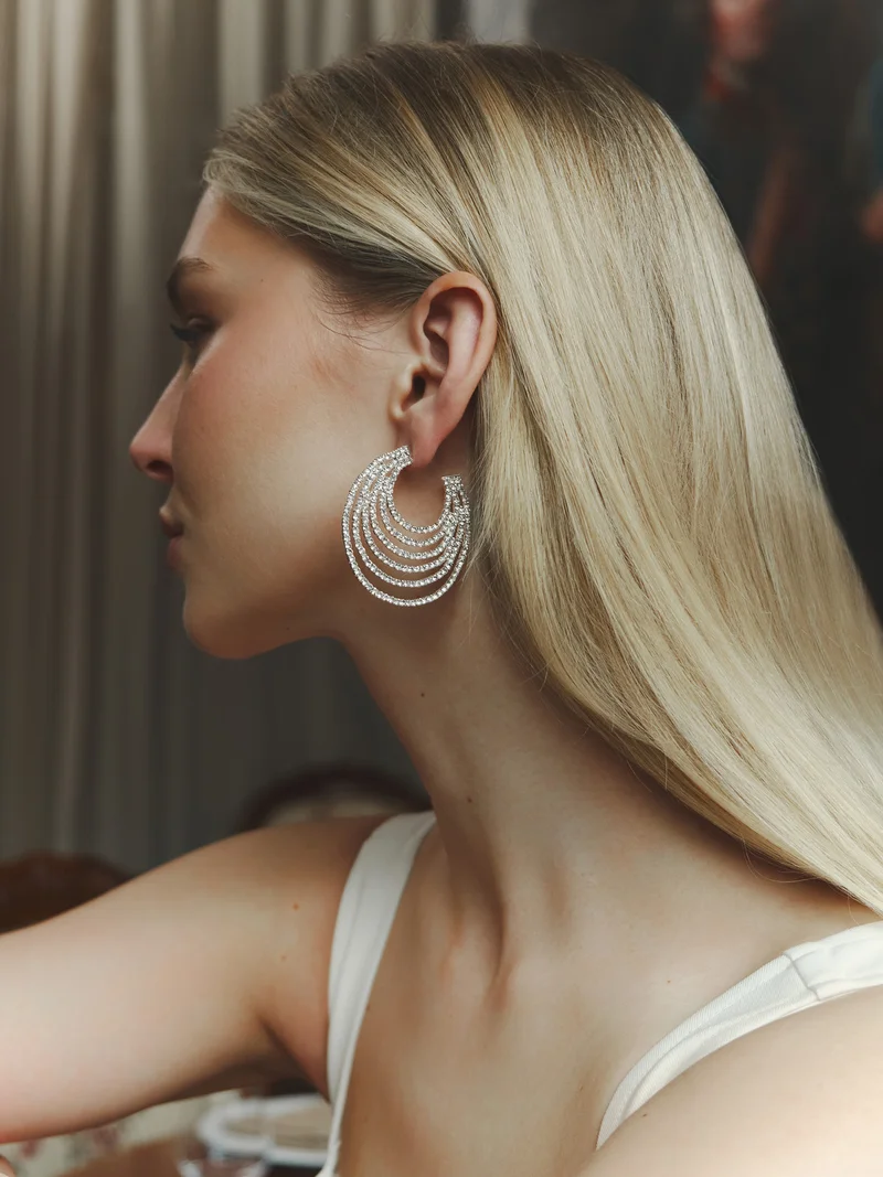 Rhinestones hoop earrings