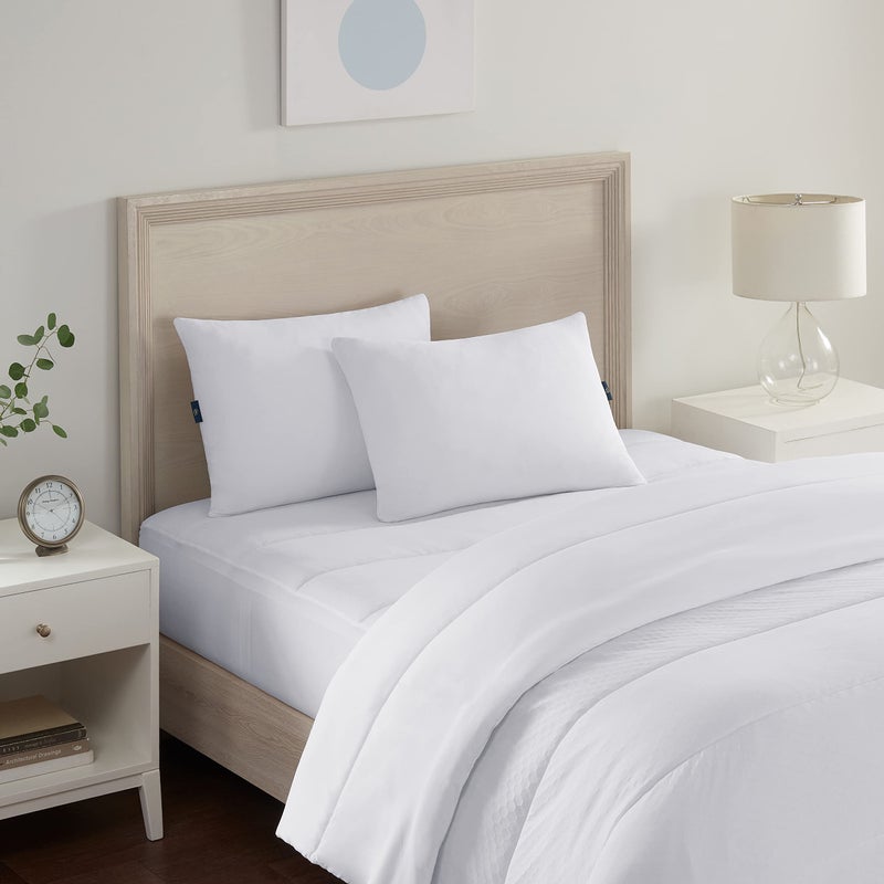 Serta Power Chill Cooling Soft/Medium Down Alternative Bed Pillows for Side, Stomach or Back Sleepers (2 Pack), Queen, White - Image 2