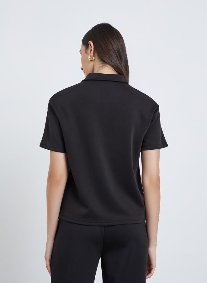 ستايلي تيشيرت بولو سادة بأكمام قصيرة - Image 4