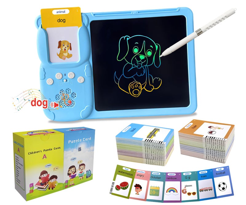 Rylai Toddler Toys Talking Flash Cards Kindergarten Learning Resources 510 Sight Words with Drawing Tablet for Speaking Doodling Sensory Toys for Kids with Autism Boys Girls 2 3 4 5 6 Blue - Image 2