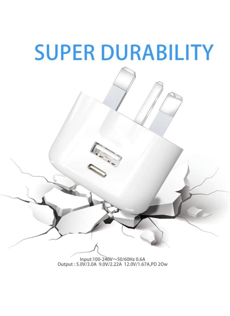 ELTRAZONE - Galaxy A04 / A04s / A04 Core USB C Charger Plug 20W Dual Port USB C Fast Charger PD&QC 3.0 USB C Charging Plug Power Delivery Wall Adapter For Samsung Galaxy A04 / A04S / A04 Core (WHITE) - Image 1