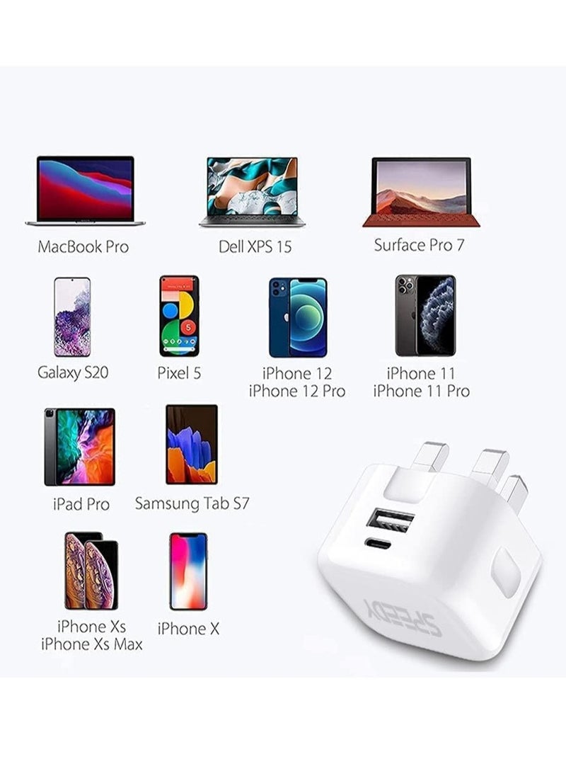 ELTRAZONE - Galaxy A04 / A04s / A04 Core USB C Charger Plug 20W Dual Port USB C Fast Charger PD&QC 3.0 USB C Charging Plug Power Delivery Wall Adapter For Samsung Galaxy A04 / A04S / A04 Core (WHITE) - Image 1