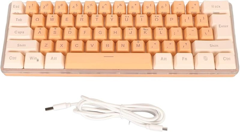 ZJchao 60 Percent Mini Gaming Keyboard 61 Keys RGB Wired Compact For Typist Yellow Orange - Image 5