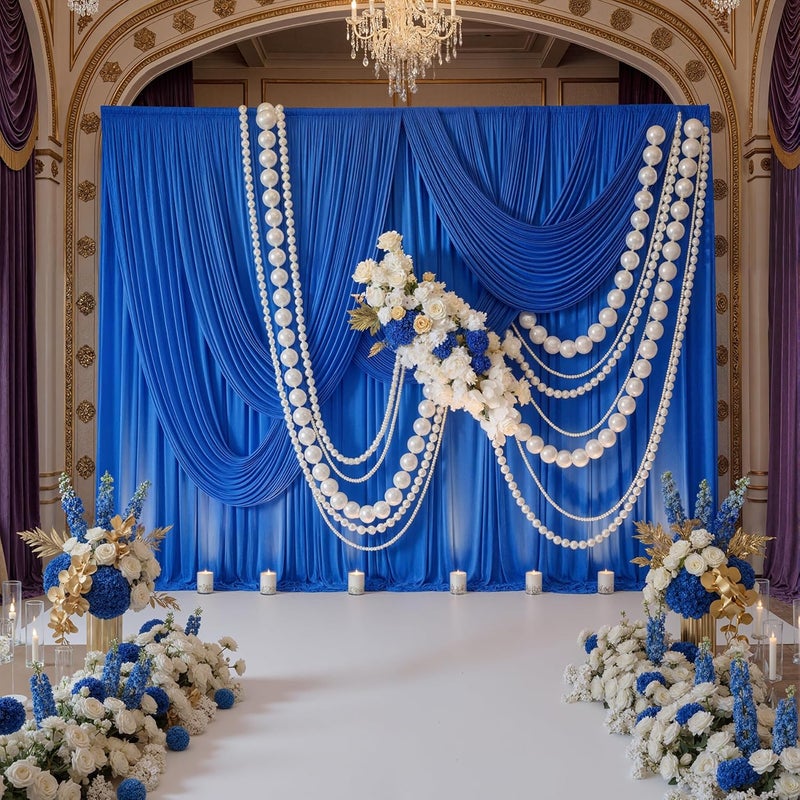 NSSONBEN 50ftx10ft Wrinkle Free Royal Blue Backdrop Curtains for Parties, 10 Panels 5x10ftThick Polyester Backdrop Drapse for Weddings Birthday Photography Background Curtains - Image 3