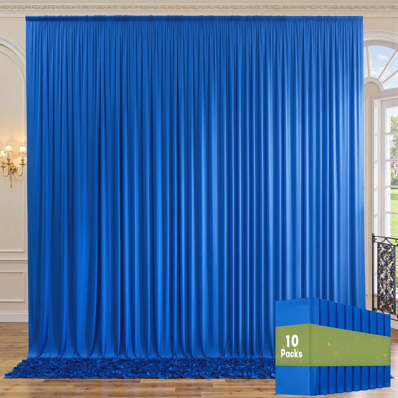 NSSONBEN 50ftx10ft Wrinkle Free Royal Blue Backdrop Curtains for Parties, 10 Panels 5x10ftThick Polyester Backdrop Drapse for Weddings Birthday Photography Background Curtains - Image 1