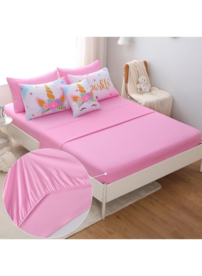 JQinHome Unicorn Queen Bedding Sets for Girls Kids, 8 Piece Bed in A Bag 3D Colorful Flower Girl Unicorn Comforter Set with Sheet Set (Sparkle)  - Image 5