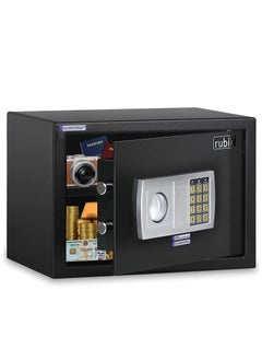 Rubik Safe Box with Key and Pin Code Keypad A4 Documents Size Security Safety Locker for Cash Jewelry Passports (25x35x25cm) Black/Silver  - Image 2
