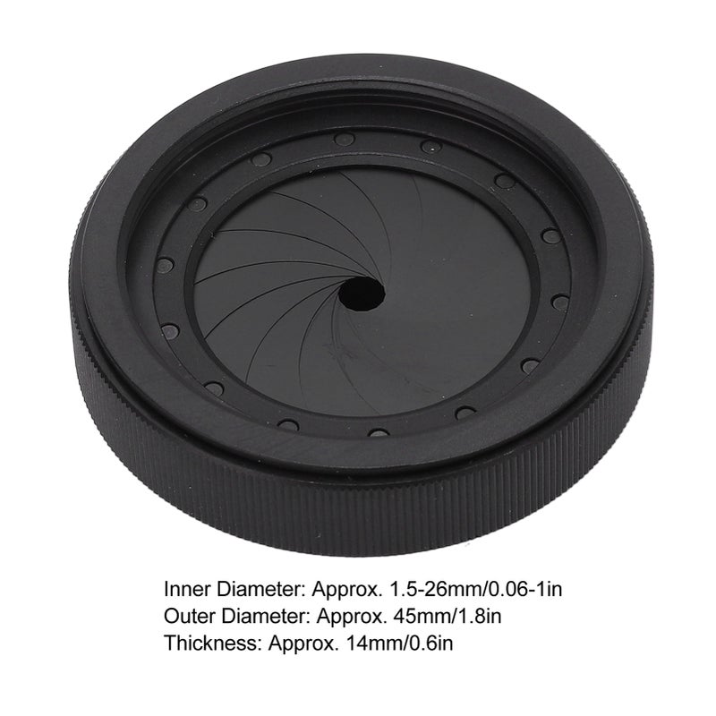 درع فتحة العين (Iris Aperture) من 1.5 مم إلى 26 مم | قطر داخلي 45 مم | قطر خارجي M30 إلى M37 | جدار الحاجز المفتوح للنظام البصري والكاميرا والمجهر - Image 5