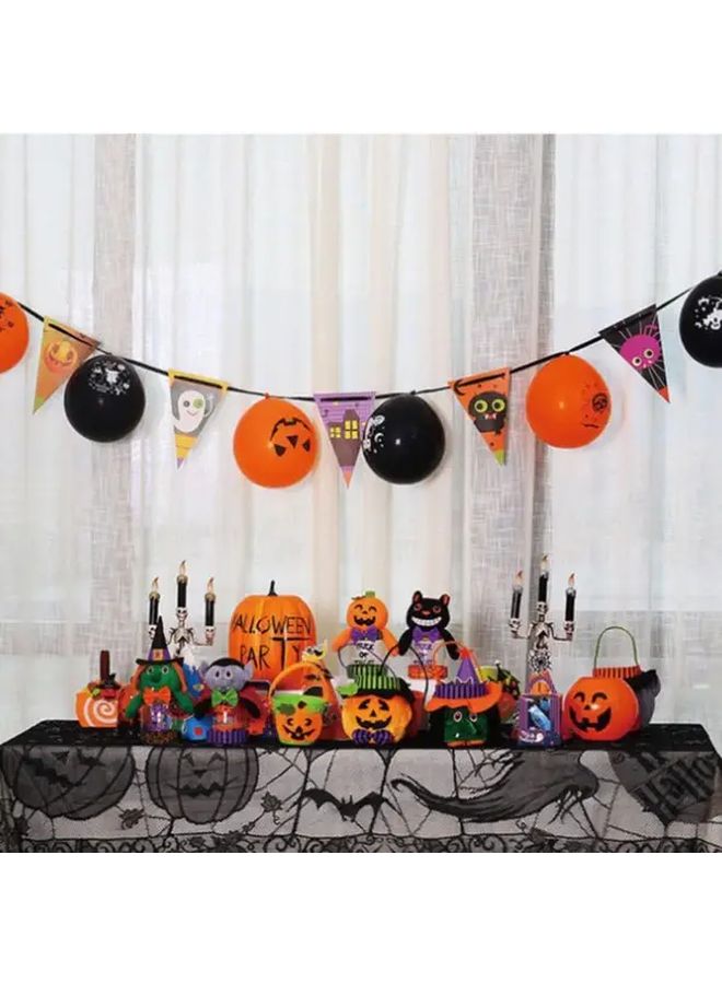 HL 002 Halloween Decorations Spooky Pumpkin Skull Bat Ghost Spider Witch Hat Candy Corn Jack O Lantern Banner - Image 2