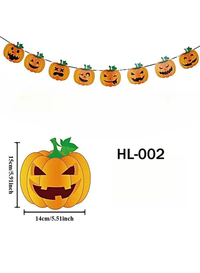 HL 002 Halloween Decorations Spooky Pumpkin Skull Bat Ghost Spider Witch Hat Candy Corn Jack O Lantern Banner - Image 5