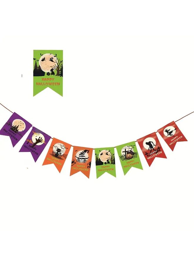 HL 002 Halloween Decorations Spooky Pumpkin Skull Bat Ghost Spider Witch Hat Candy Corn Jack O Lantern Banner - Image 3